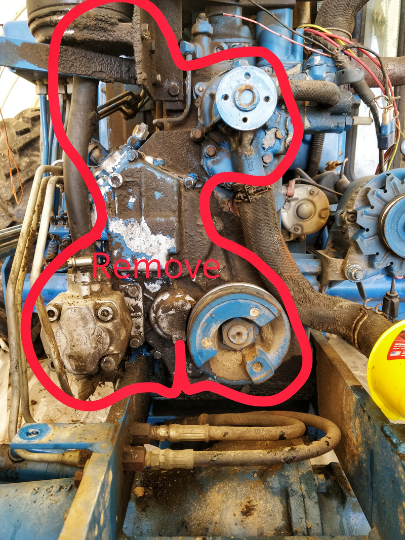 next step: drain the hydraulic system and take all that stuff off... well technically it doesn’t have to be completely drained, but all the fluid that’s not in the transmission reservoir has to come out. Also need to pull the crank pulley